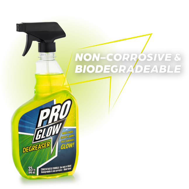 ProGlow Powersports degreaser product image, with icon and white type