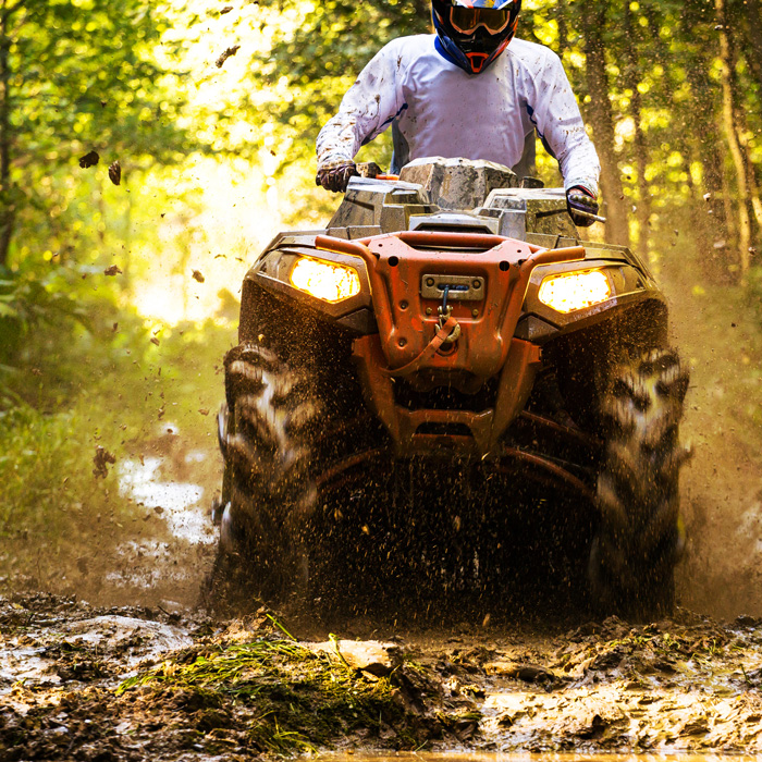 Off road vehicle in the mud is ready for a ProGlow powersports wash.